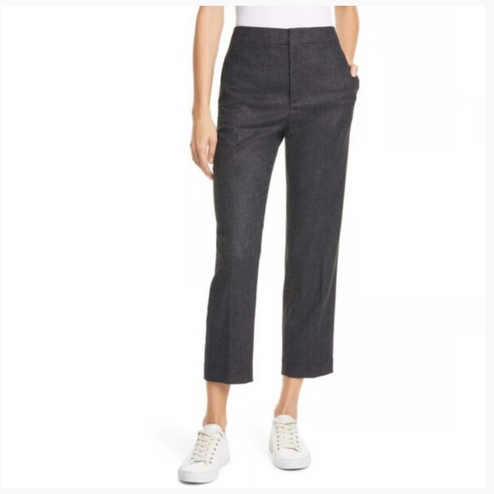 Club Monaco Raynne Heathered Black Wool Cropped Ankle Dress Pants